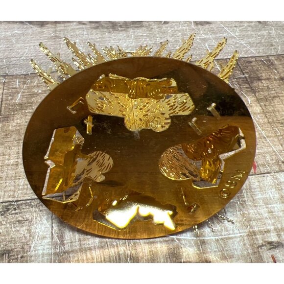 Gold Metal Christmas Tree Ornament With Holiday Scene Cutouts - Picture 5 of 7